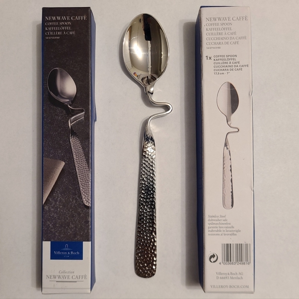 BNIB - NEWWAVE CAFFE - Stainless Steel Silver Coffee Spoon - novelty kitchen